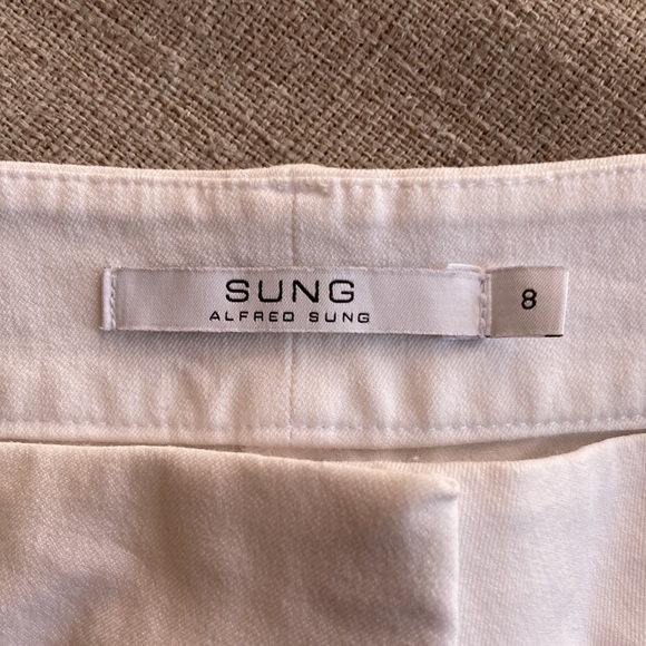 Alfred Sung White Cotton Pants Size 8 - Picture 3 of 6